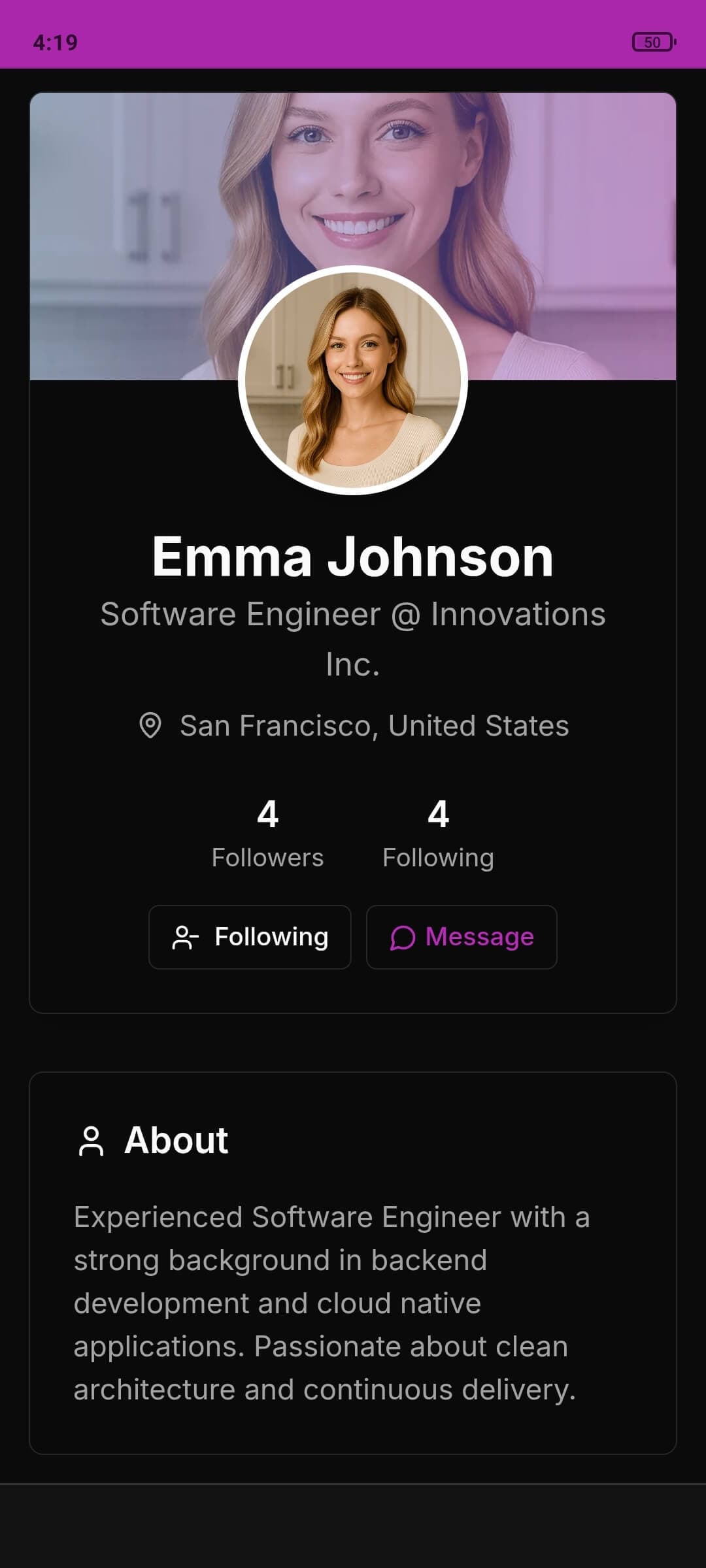 Profile Interface